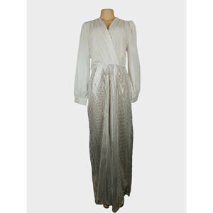 Fashionable women's white and silver sequin jumpsuit size 2XL